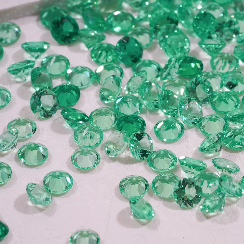 3mm Round Brilliant Cut Melee Lab-Grown Emeralds (10 3mm stones)