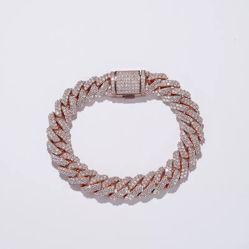 Diamond Cuban Bracelet in 10k Rose Gold