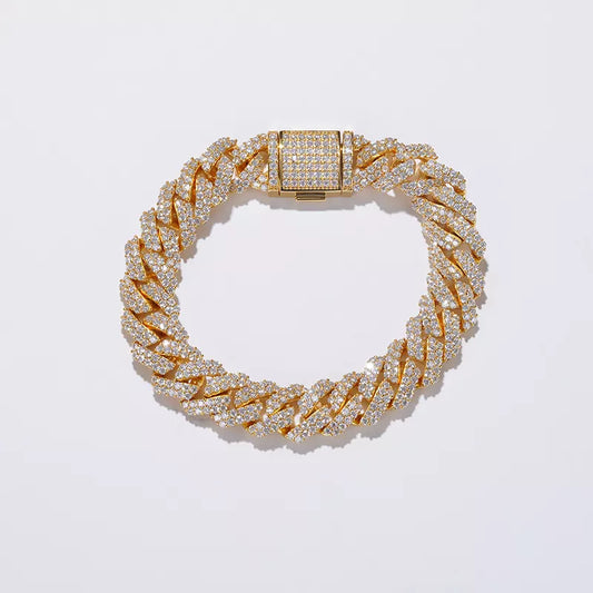 Diamond Cuban Bracelet in 10k Yellow Gold