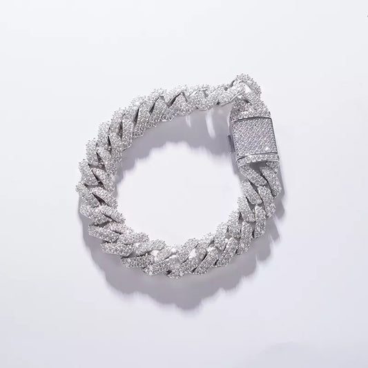 Diamond Cuban Bracelet in 10k White Gold